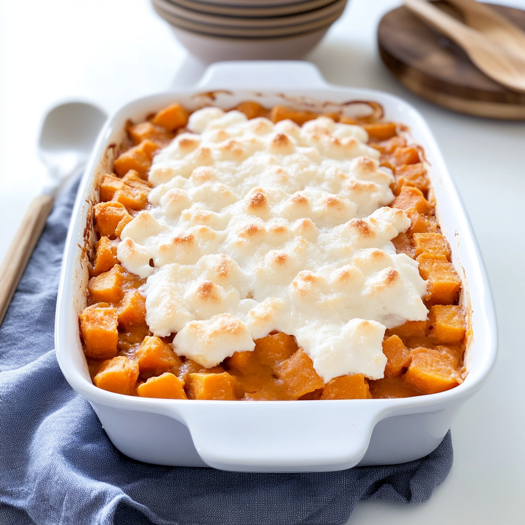 Recipe preparation for Heavenly Sweet Potato Casserole