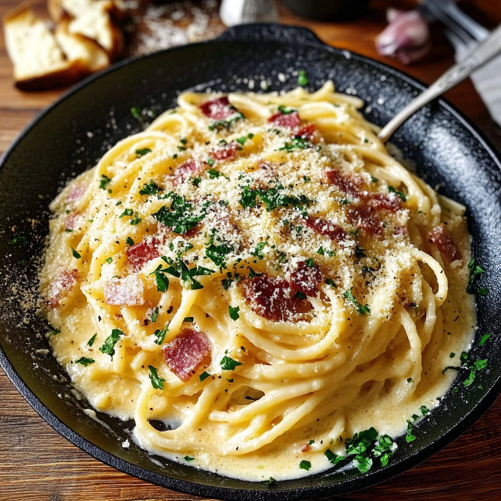 Recipe preparation for Italian Spaghetti Carbonara