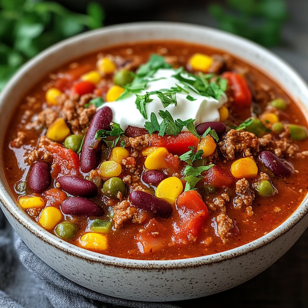 Recipe preparation for Hearty Spicy Southwestern Chili