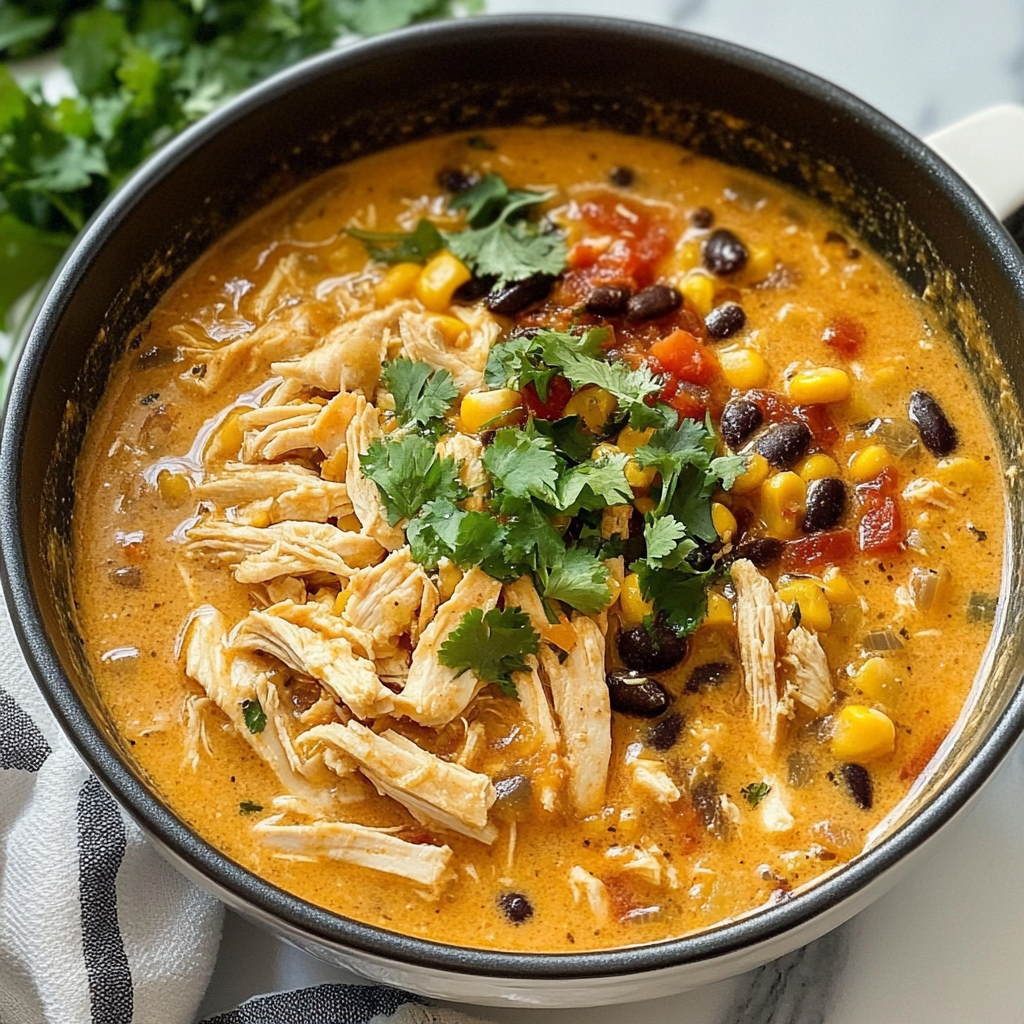Recipe preparation for Creamy Chicken Tortilla Soup