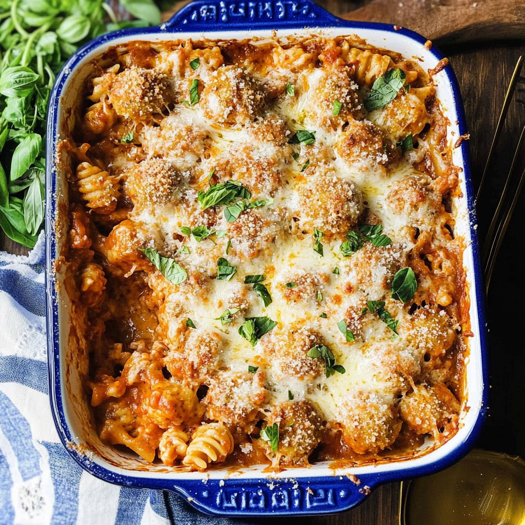 Recipe preparation for Dump-and-Bake Meatball Casserole