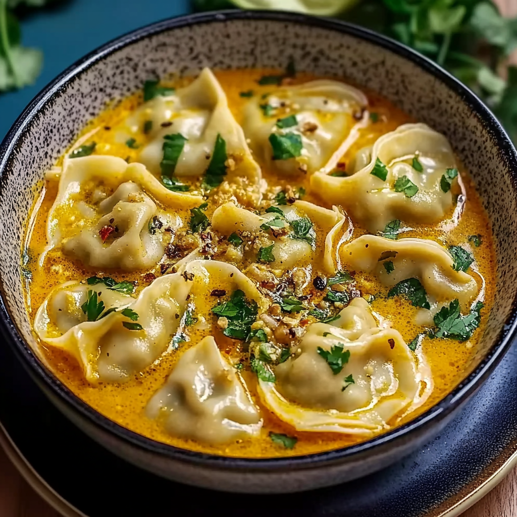 Recipe preparation for Delicious Dumpling Curry Soup