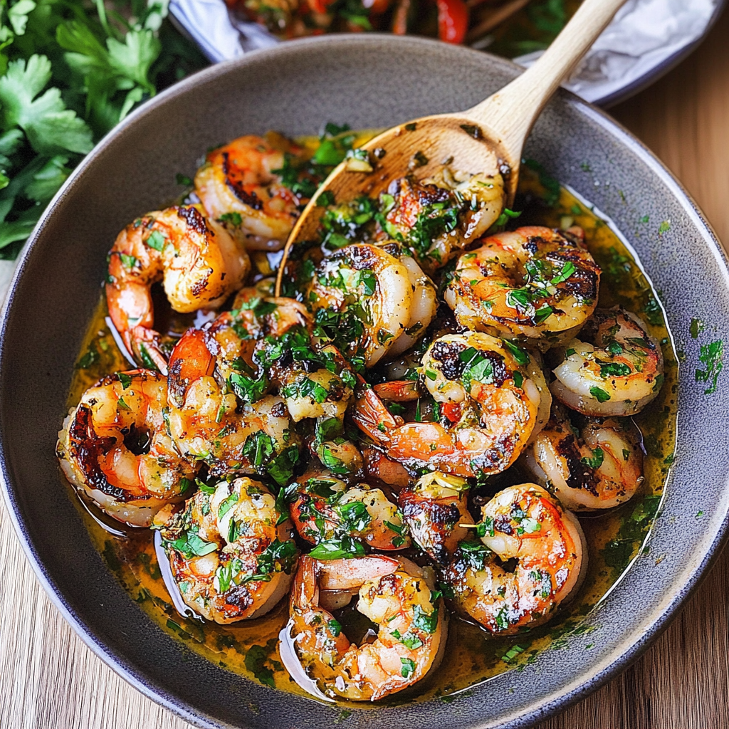 Recipe preparation for Pan Seared Chimichurri Shrimp