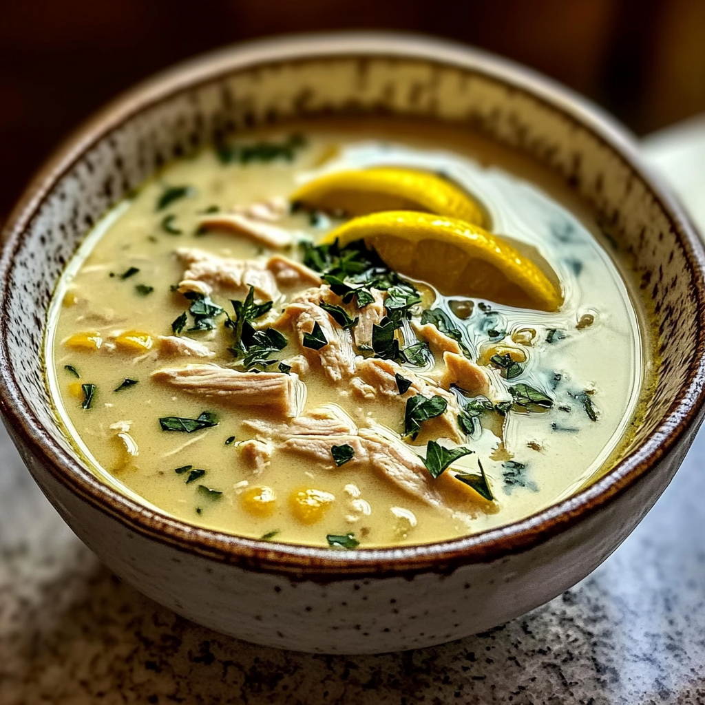 Recipe preparation for Mediterranean Lemon Chicken Soup: A Creamy, Comforting Bowl of Sunshine