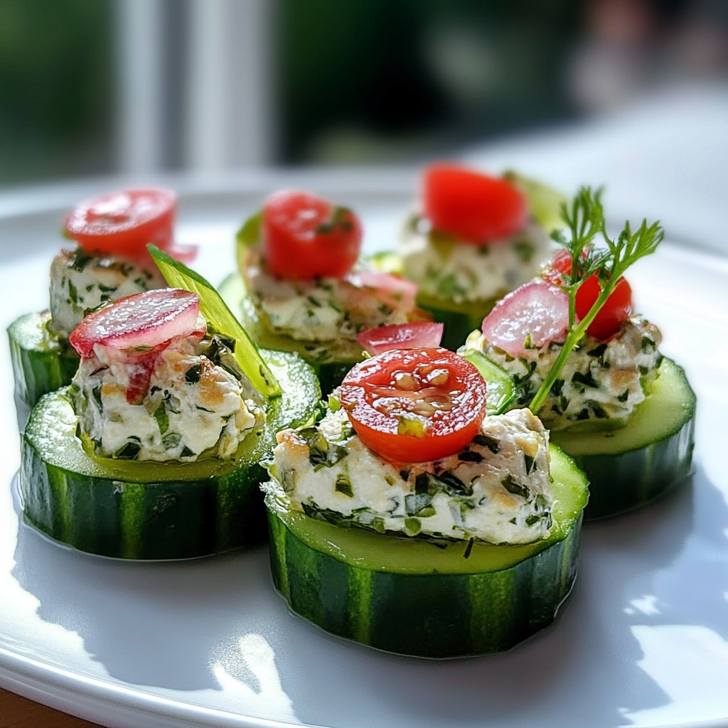 Recipe preparation for 10-Minute Cucumber Bites