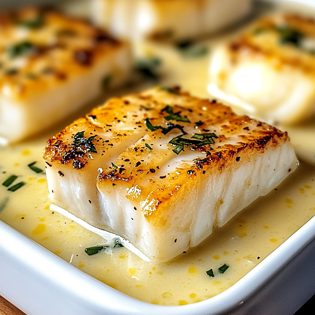 Recipe preparation for Baked Cod in Coconut Lemon Cream Sauce