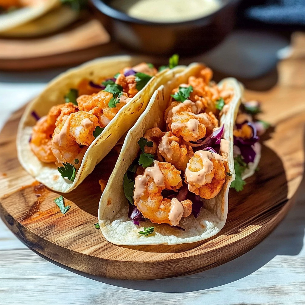 Recipe preparation for Crispy Air Fryer Bang Bang Shrimp Tacos: A Flavorful Twist on Taco Night