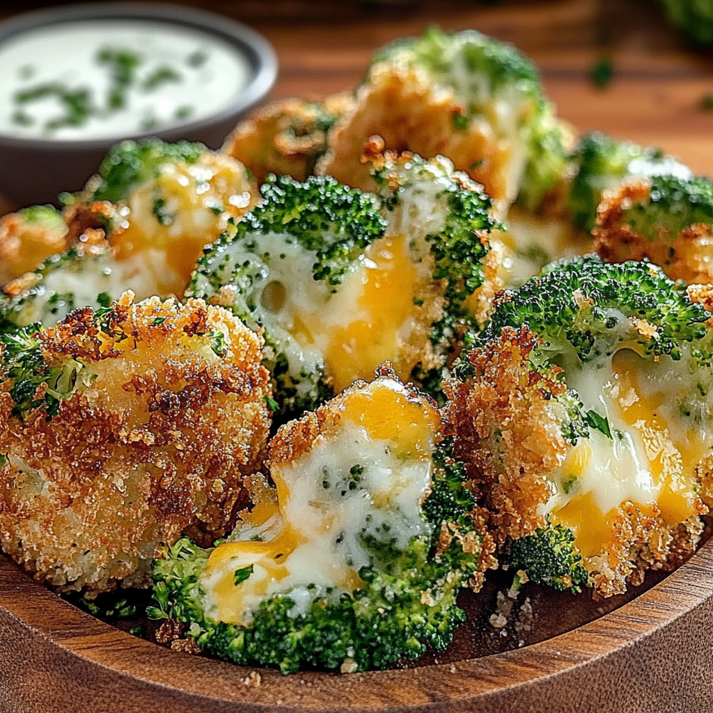 Recipe preparation for Crispy Air Fryer Broccoli Cheddar Poppers