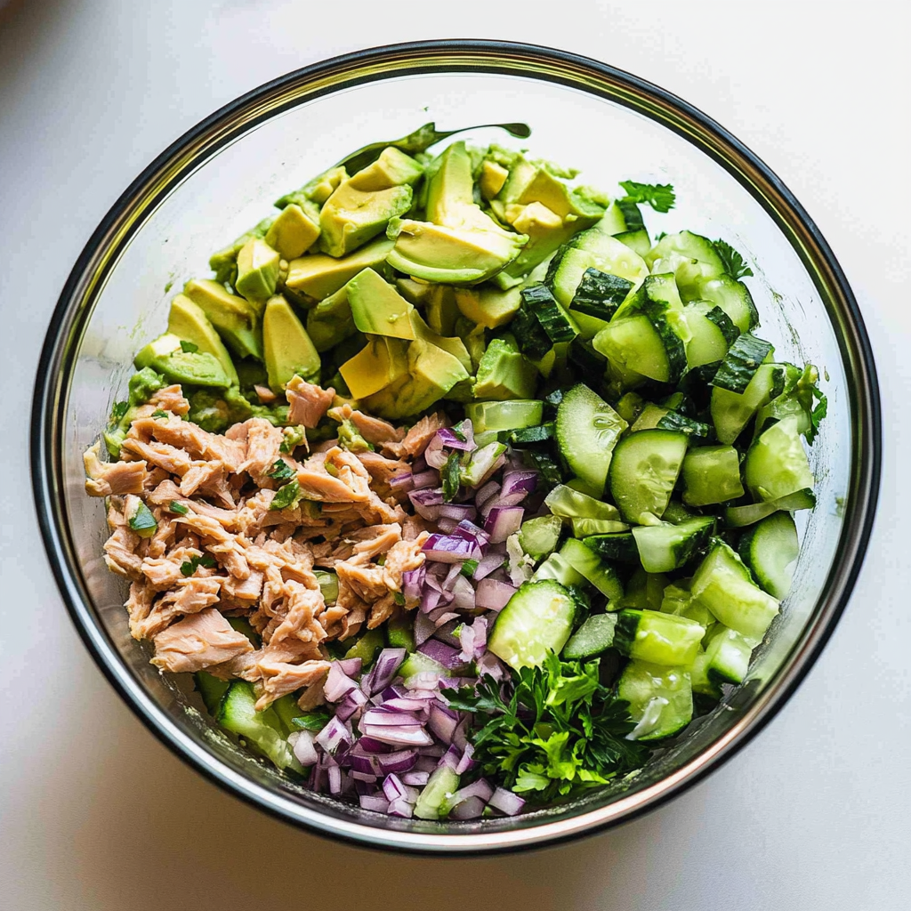Recipe preparation for Creamy Avocado Tuna Salad