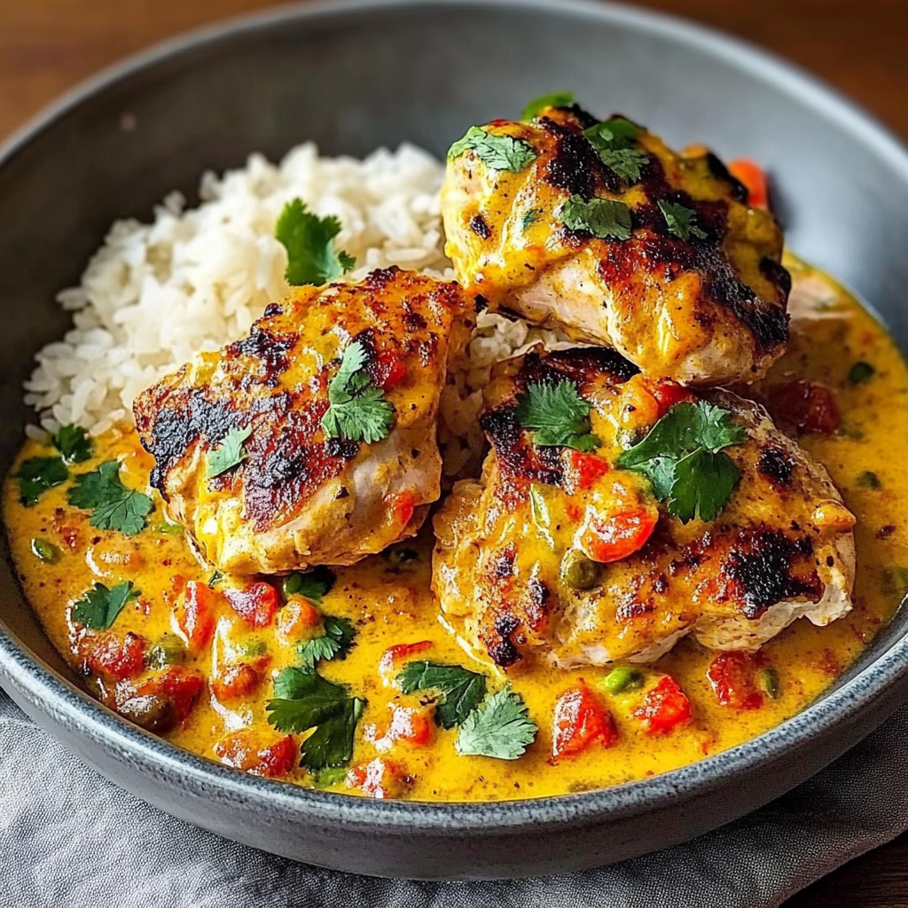 Recipe preparation for Creamy Peri-Peri Chicken with Rice: A Comforting Weeknight Dinner