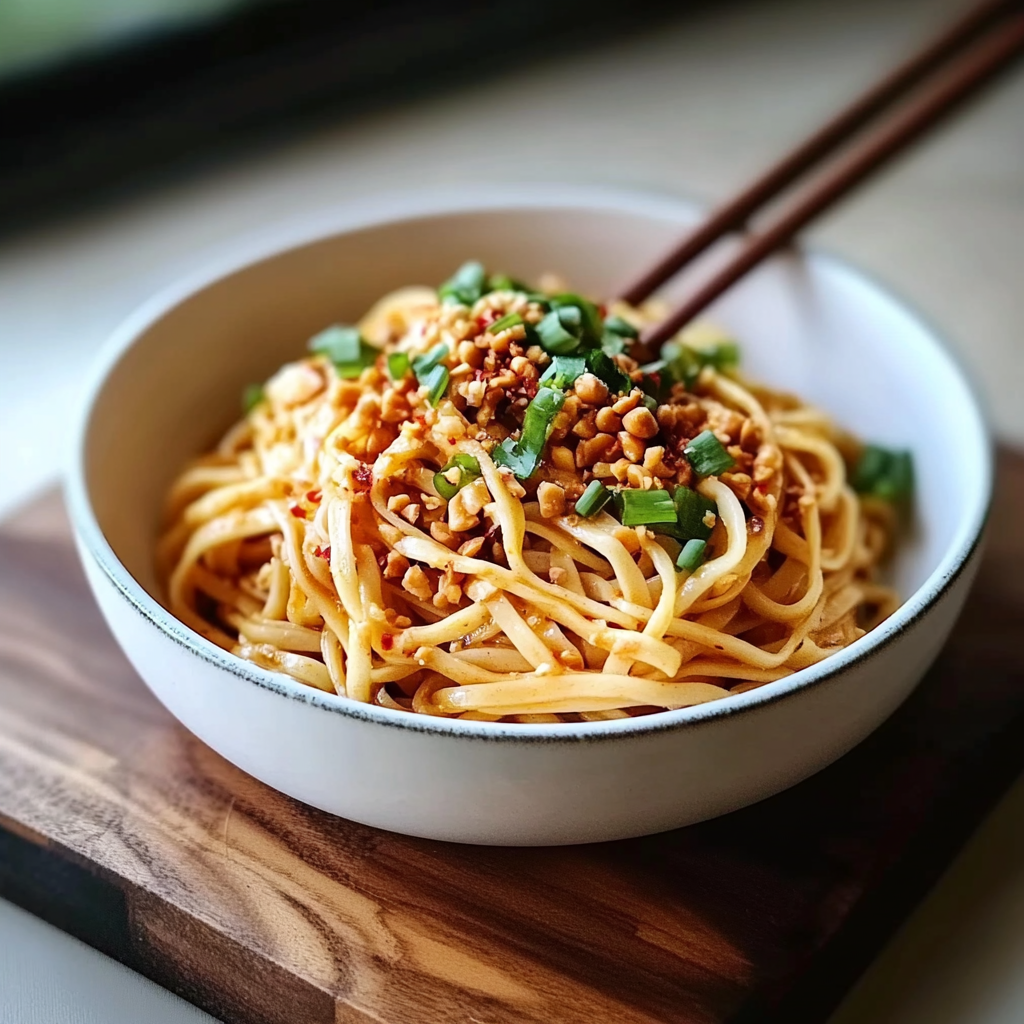 Recipe preparation for Easy Szechuan Dan Dan Noodles with Peanut Sauce