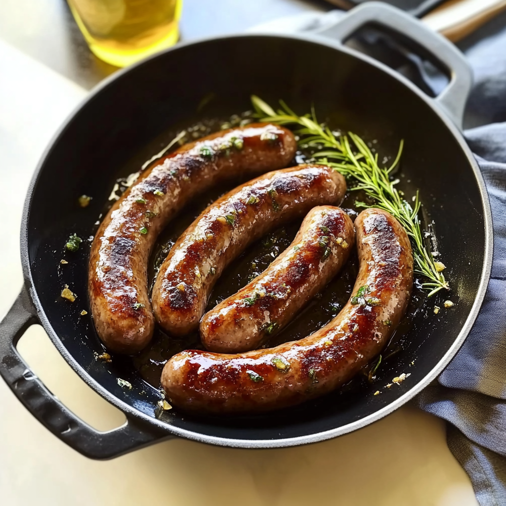 Recipe preparation for Maple Glazed Beef Sausages