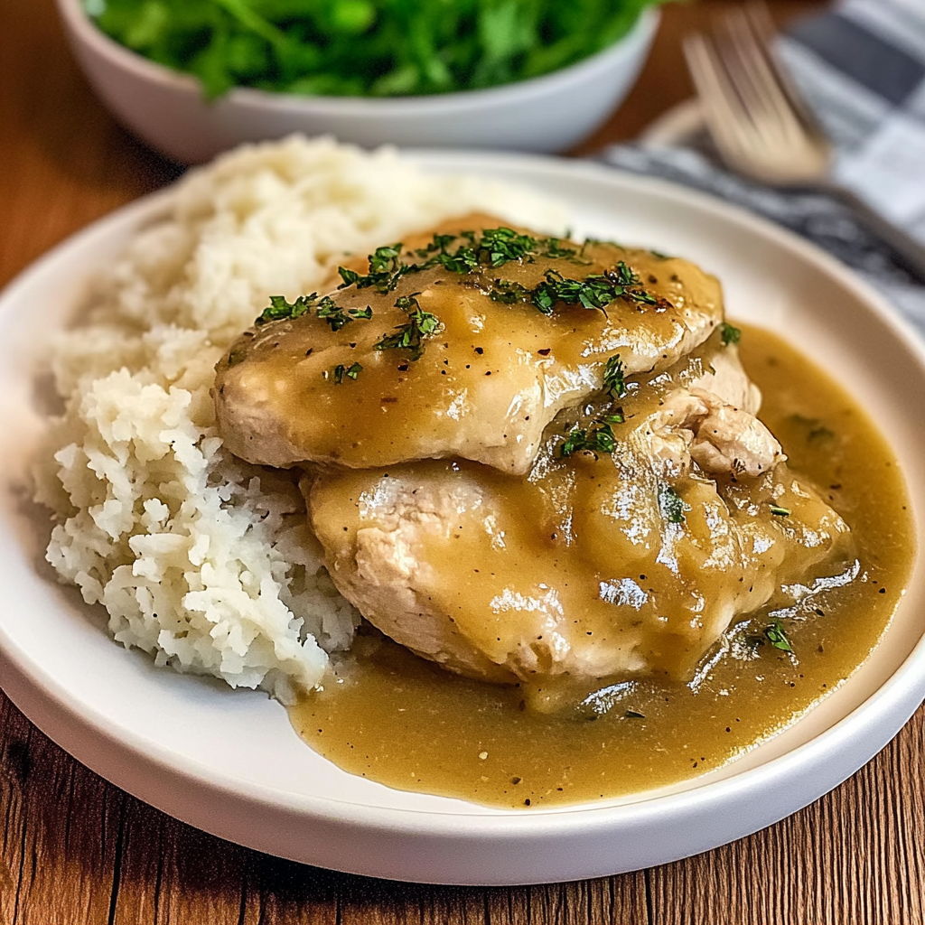 Recipe preparation for Easy Crock Pot Chicken and Gravy