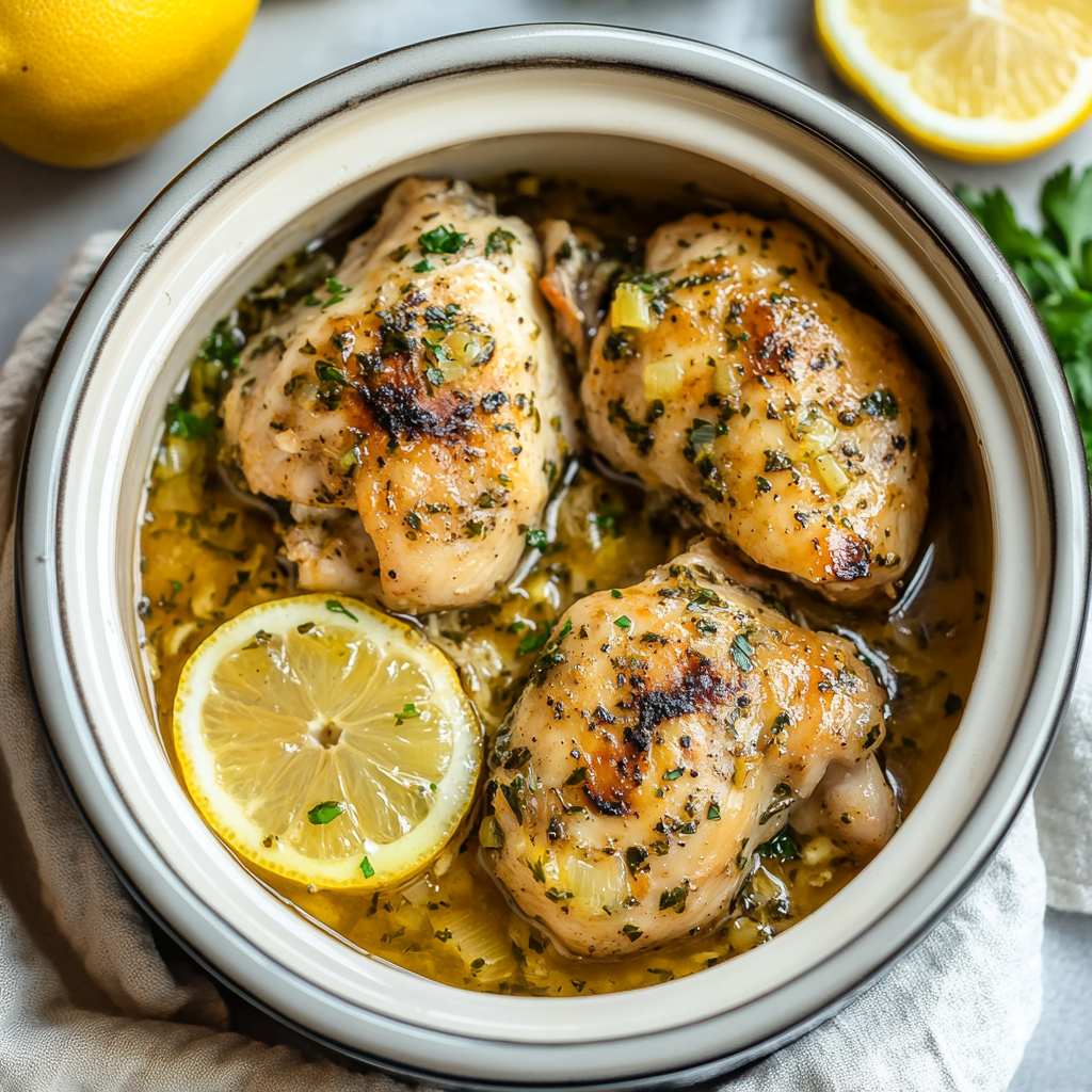 Recipe preparation for Slow Cooker Lemon Garlic Chicken