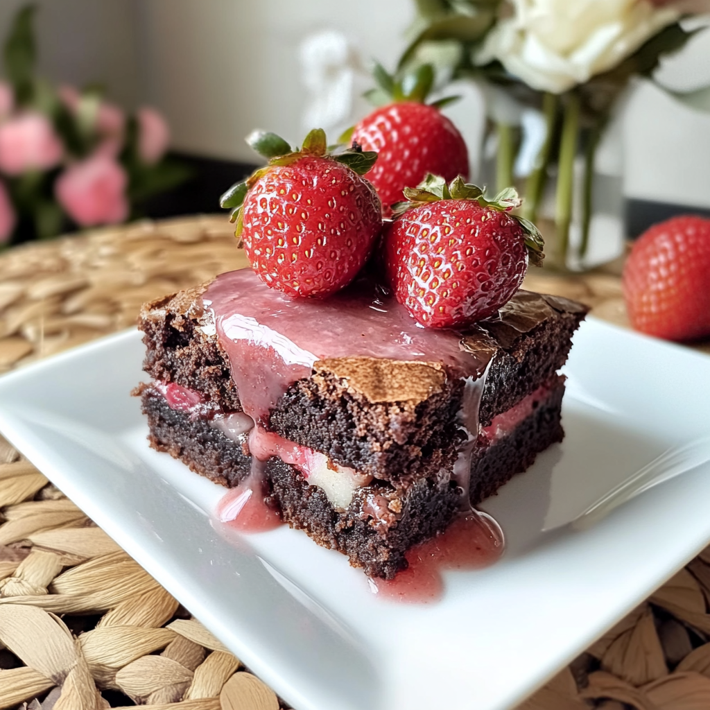 Recipe preparation for Strawberry Sweetheart Brownies
