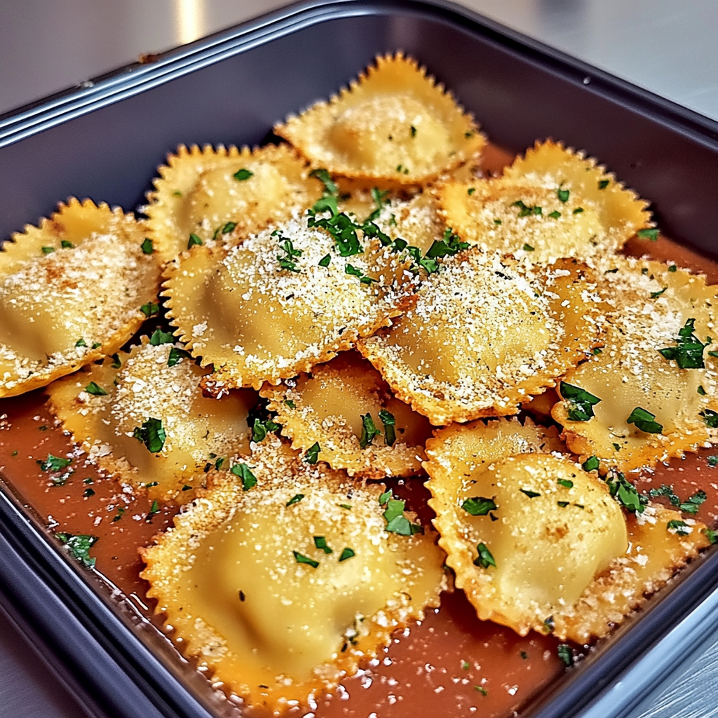 Recipe preparation for Toasted Ravioli in Air Fryer or Oven