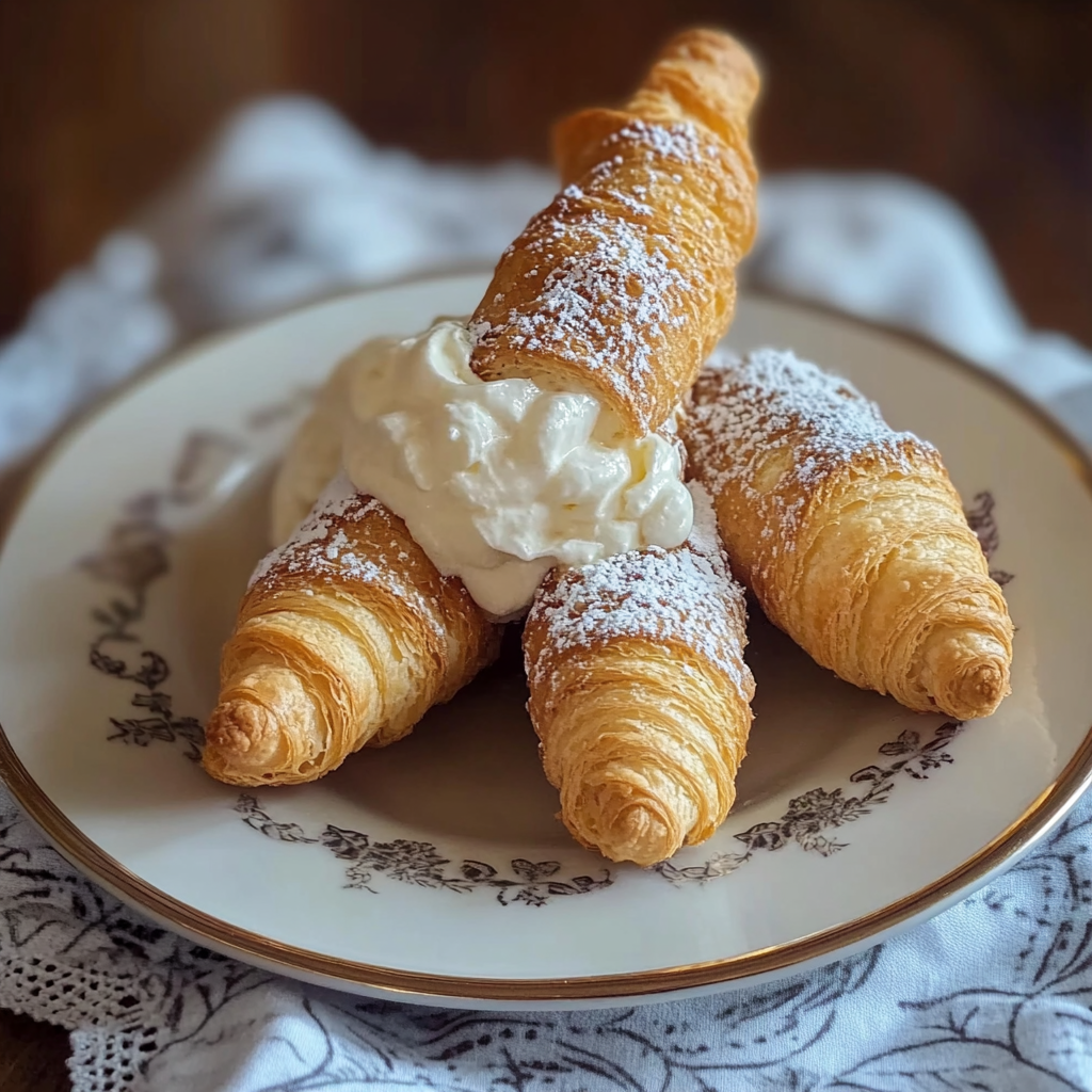 Recipe preparation for Italian Cream Stuffed Cannoncini (Cream Horns)