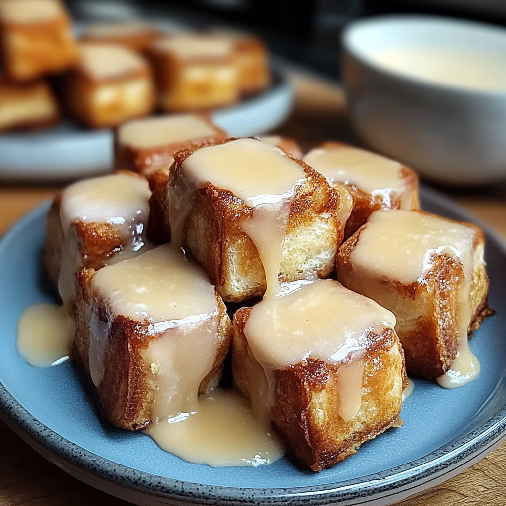 Recipe preparation for Cinnamon Roll French Toast Bites