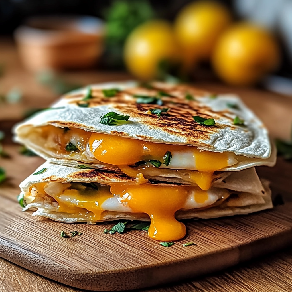Recipe preparation for Crispy Fried Egg Quesadilla
