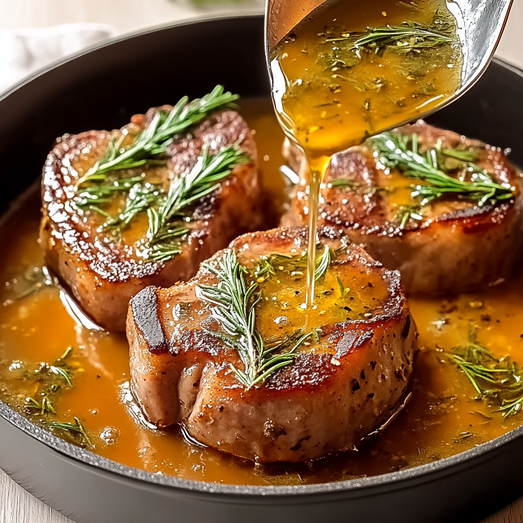 Recipe preparation for Herb-Infused Smothered Baked Pork Chops with Apple Cider Glaze