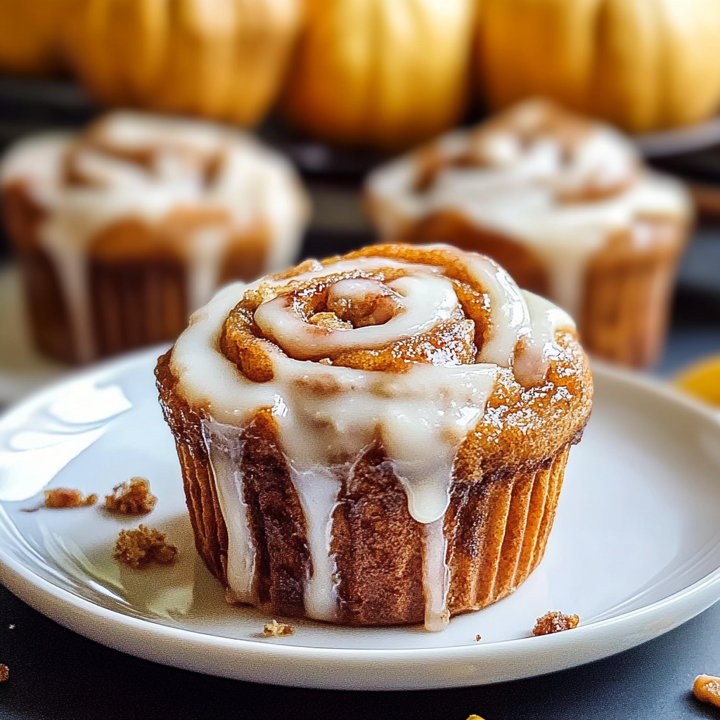 Recipe preparation for Pumpkin Cinnamon Roll Muffins