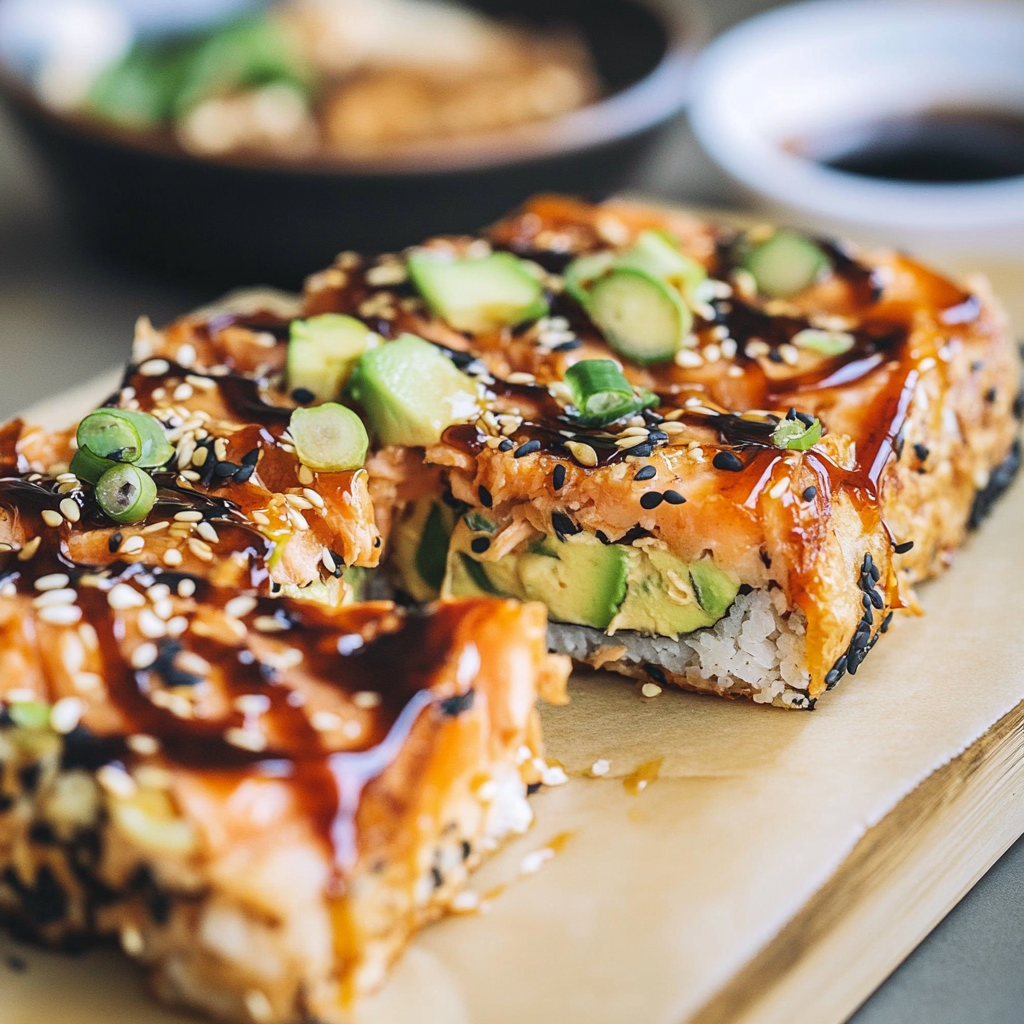 Recipe preparation for Salmon Sushi Bake