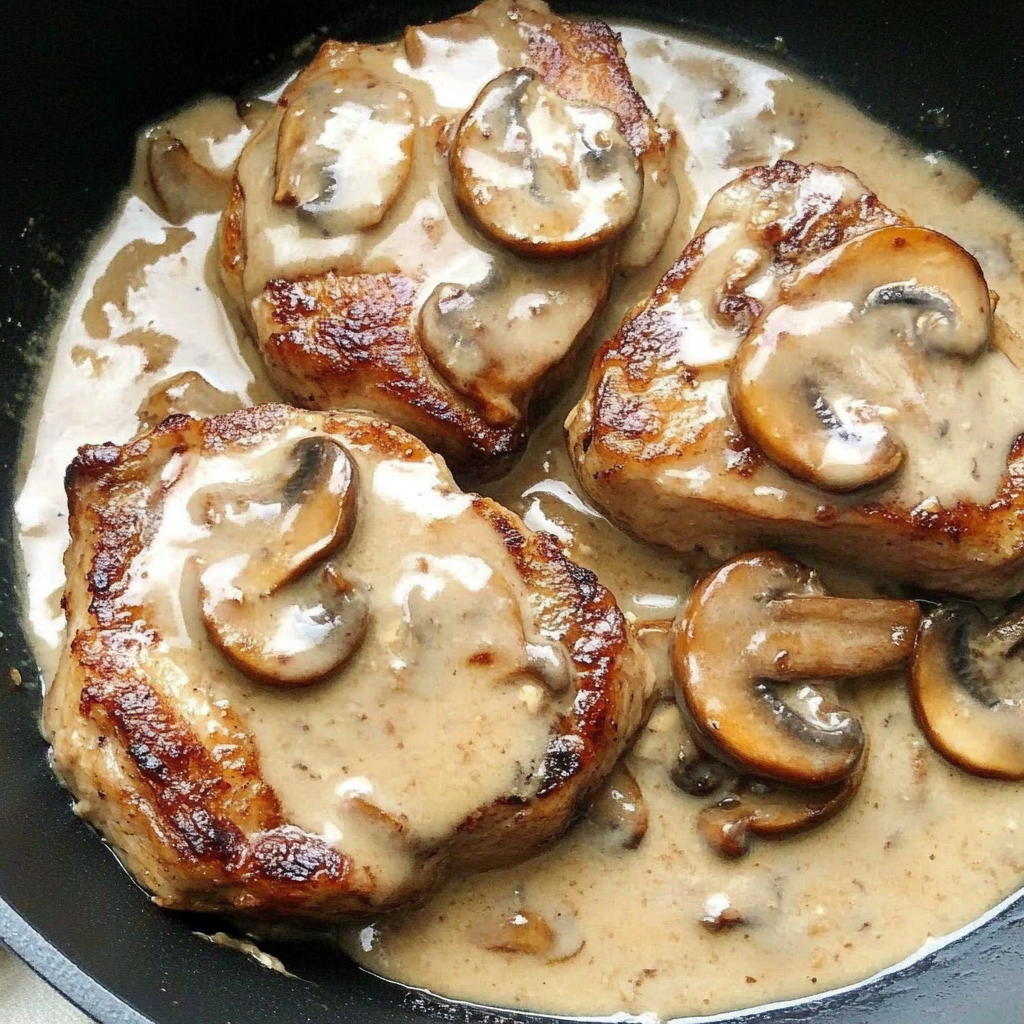 Recipe preparation for Bacon Mushroom Pork Chops