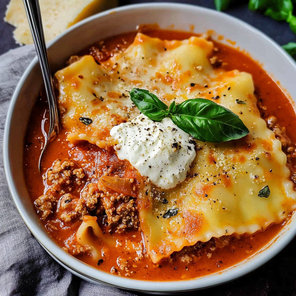 Recipe preparation for Lasagna Soup