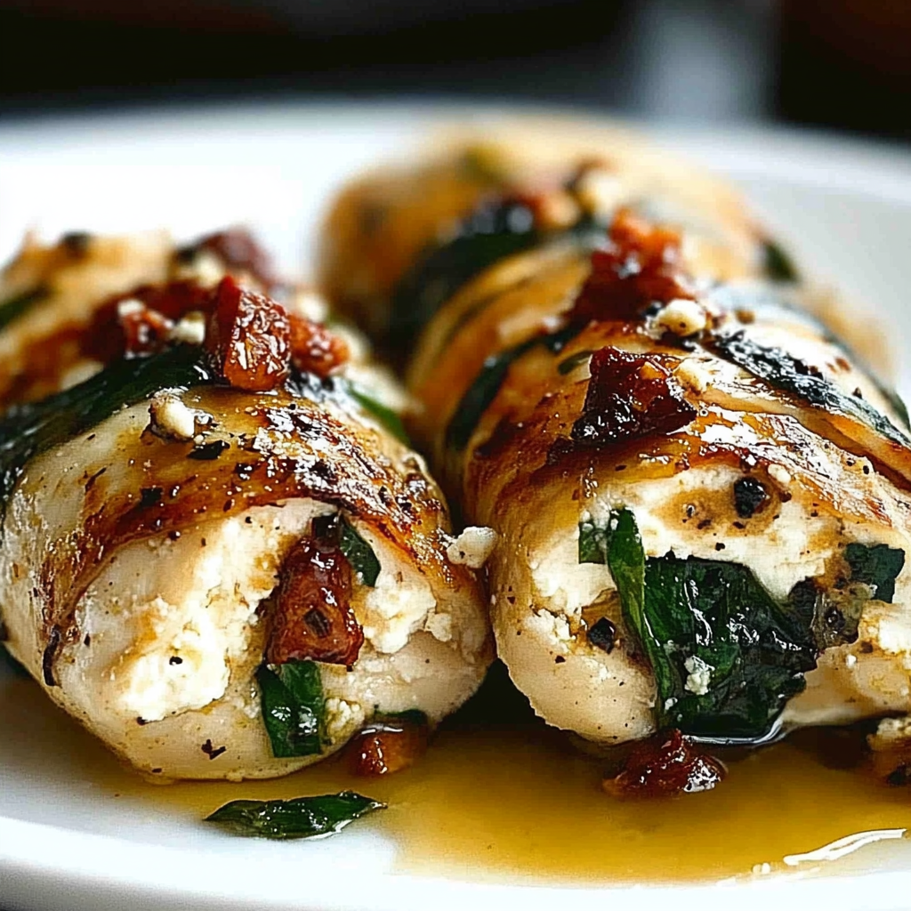 Recipe preparation for Chicken with Feta, Spinach, and Sun-Dried Tomatoes