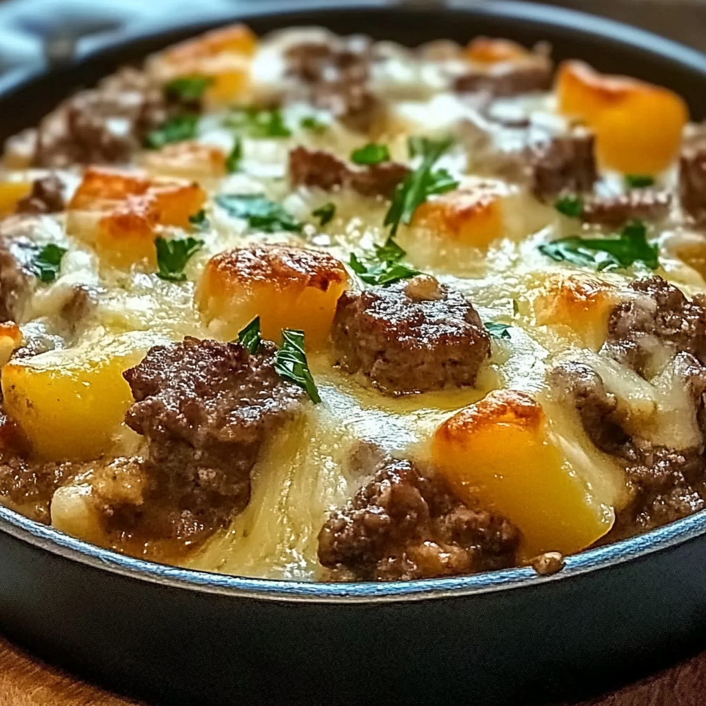 Recipe preparation for Slow Cooker Steak and Cheddar Potato Casserole