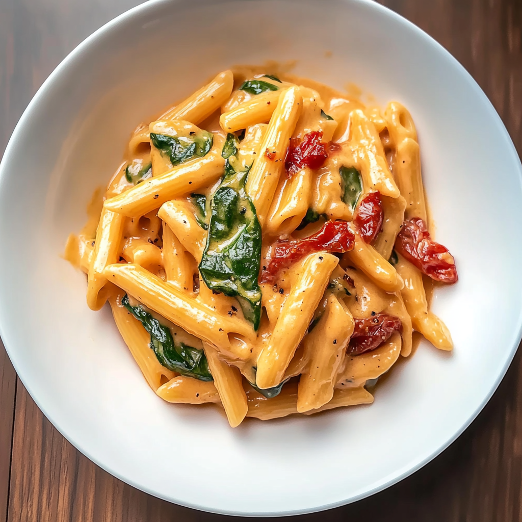 Recipe preparation for One-Pot Spinach Tomato Pasta
