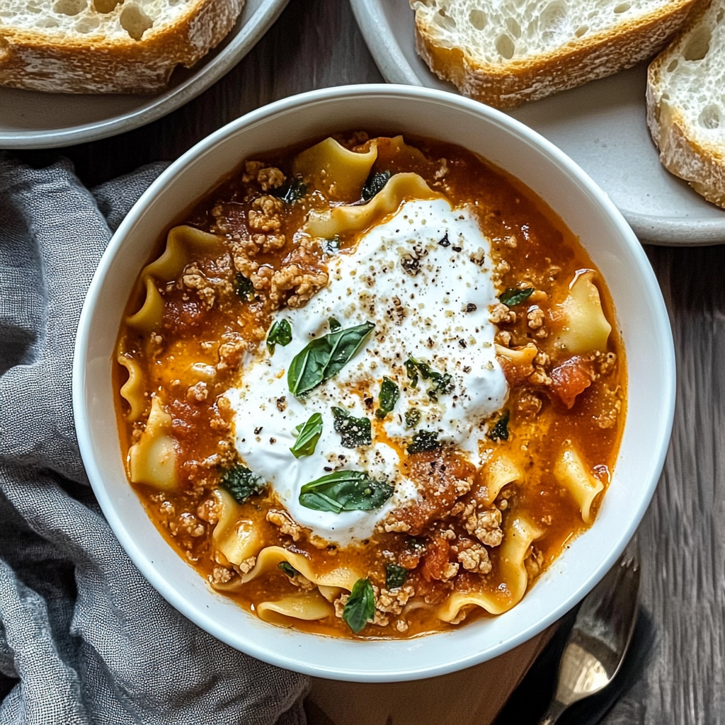 Recipe preparation for Hearty Lasagna Soup Recipe
