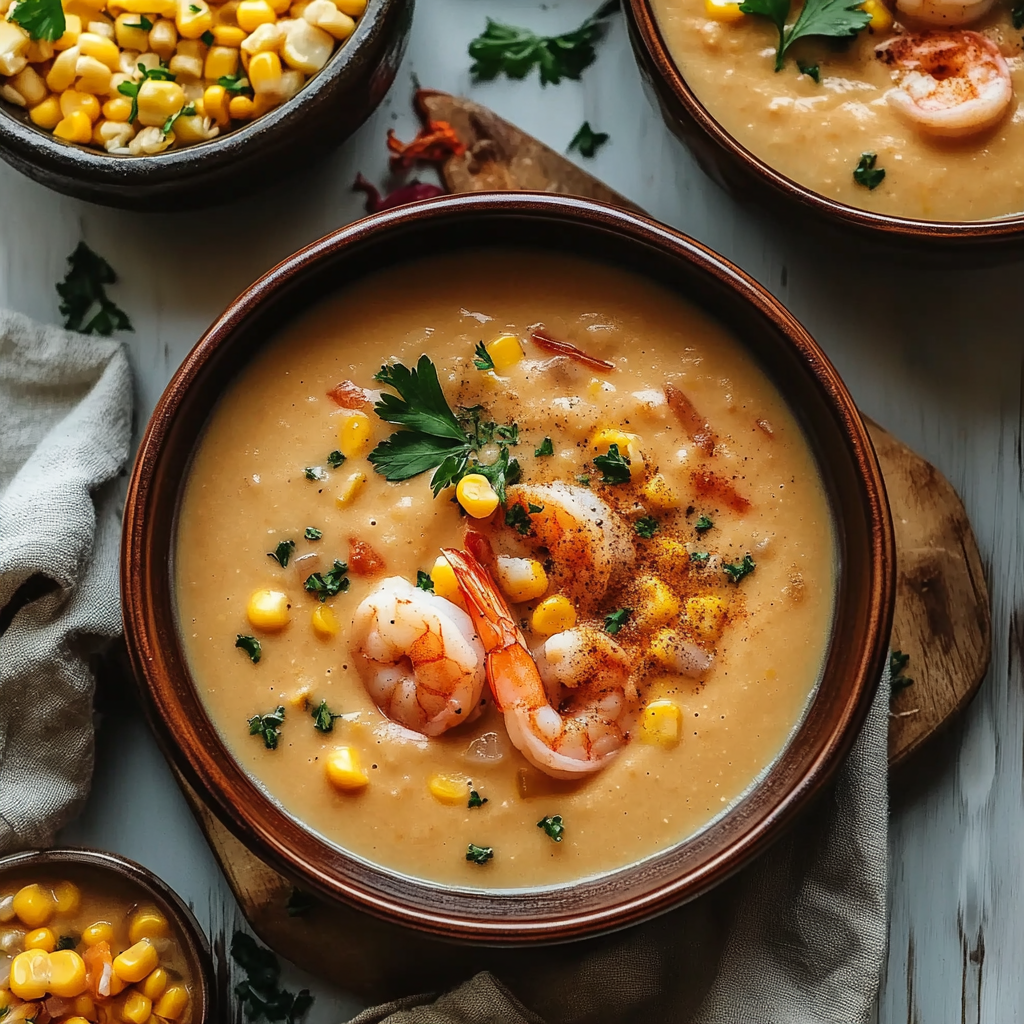 Recipe preparation for New Orleans Shrimp and Corn Bisque