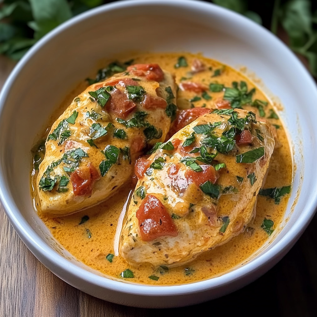 Recipe preparation for Creamy Tomato Basil Chicken