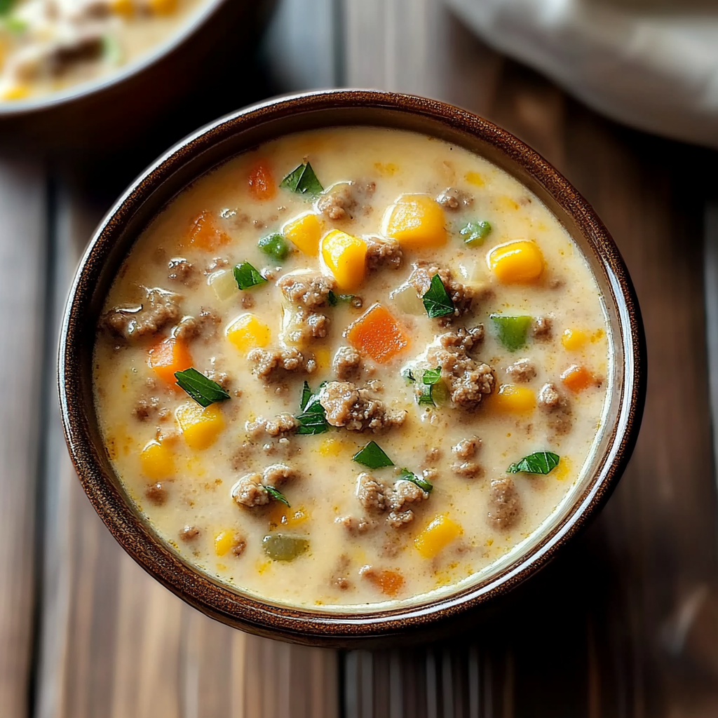 Recipe preparation for Cheeseburger Soup