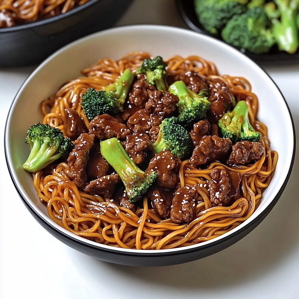 Recipe preparation for Beef and Broccoli Lo Mein