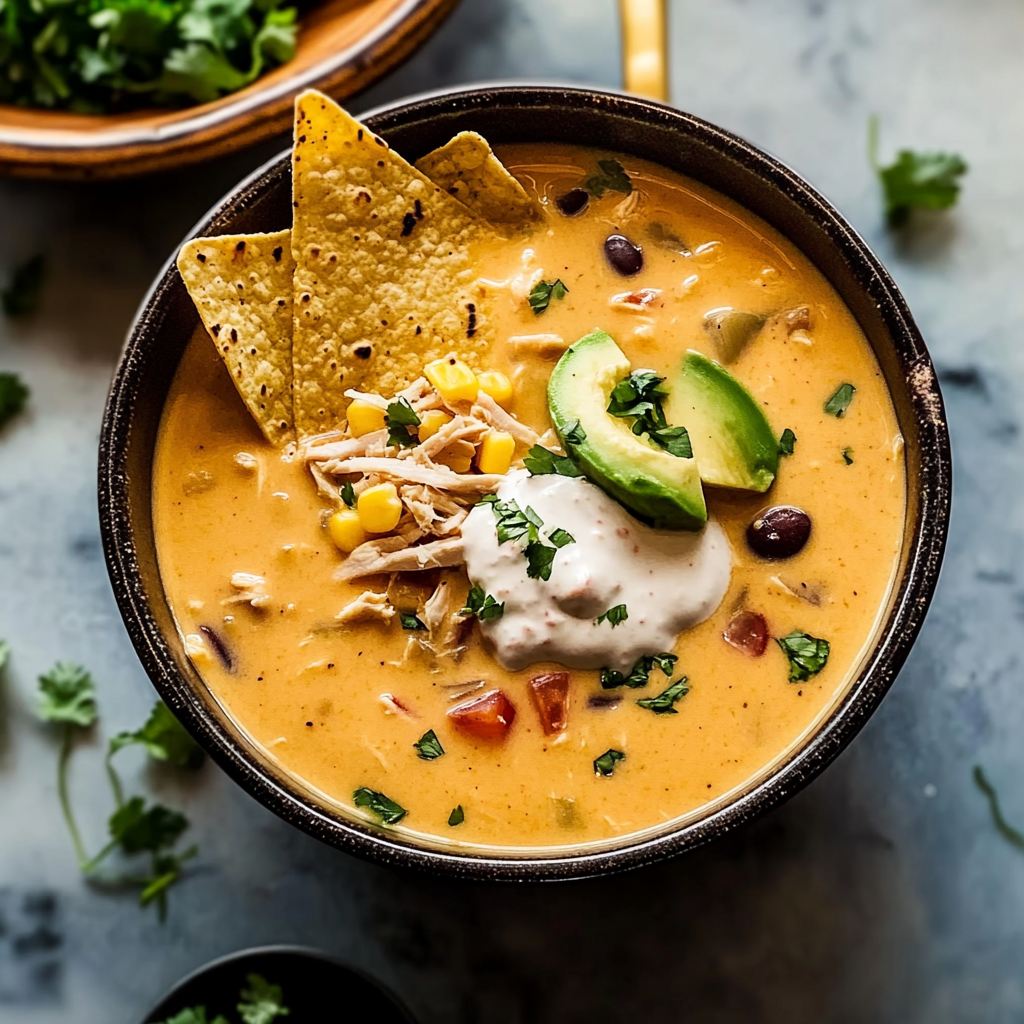 Recipe preparation for Creamy Chicken Tortilla Soup
