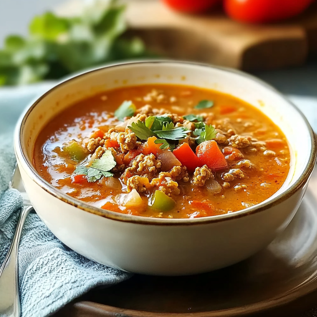 Recipe preparation for Stuffed Pepper Soup: A Cozy Comfort in Every Spoonful