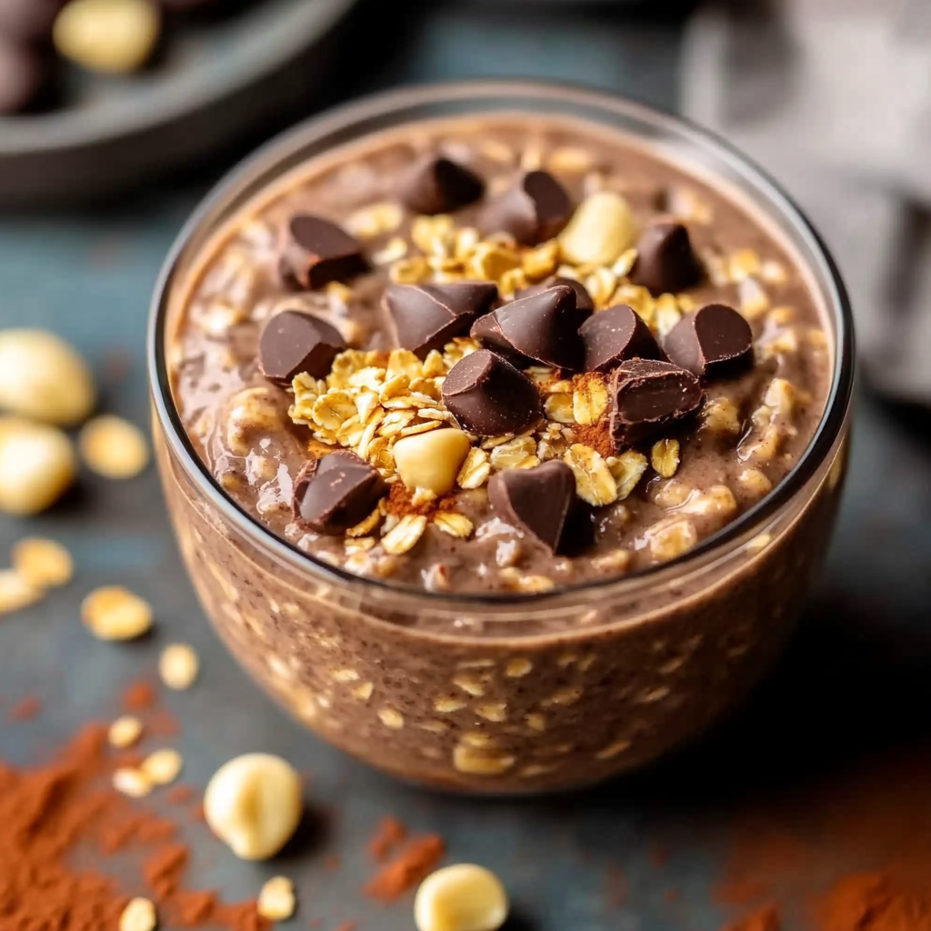 Recipe preparation for Chocolate Peanut Butter Overnight Oats: A Breakfast Classic Reimagined