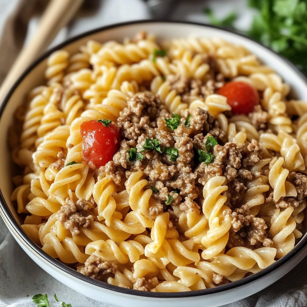 Recipe preparation for Stovetop Creamy Ground Beef Pasta: A Weeknight Dinner That Feels Like a Hug in a Bowl