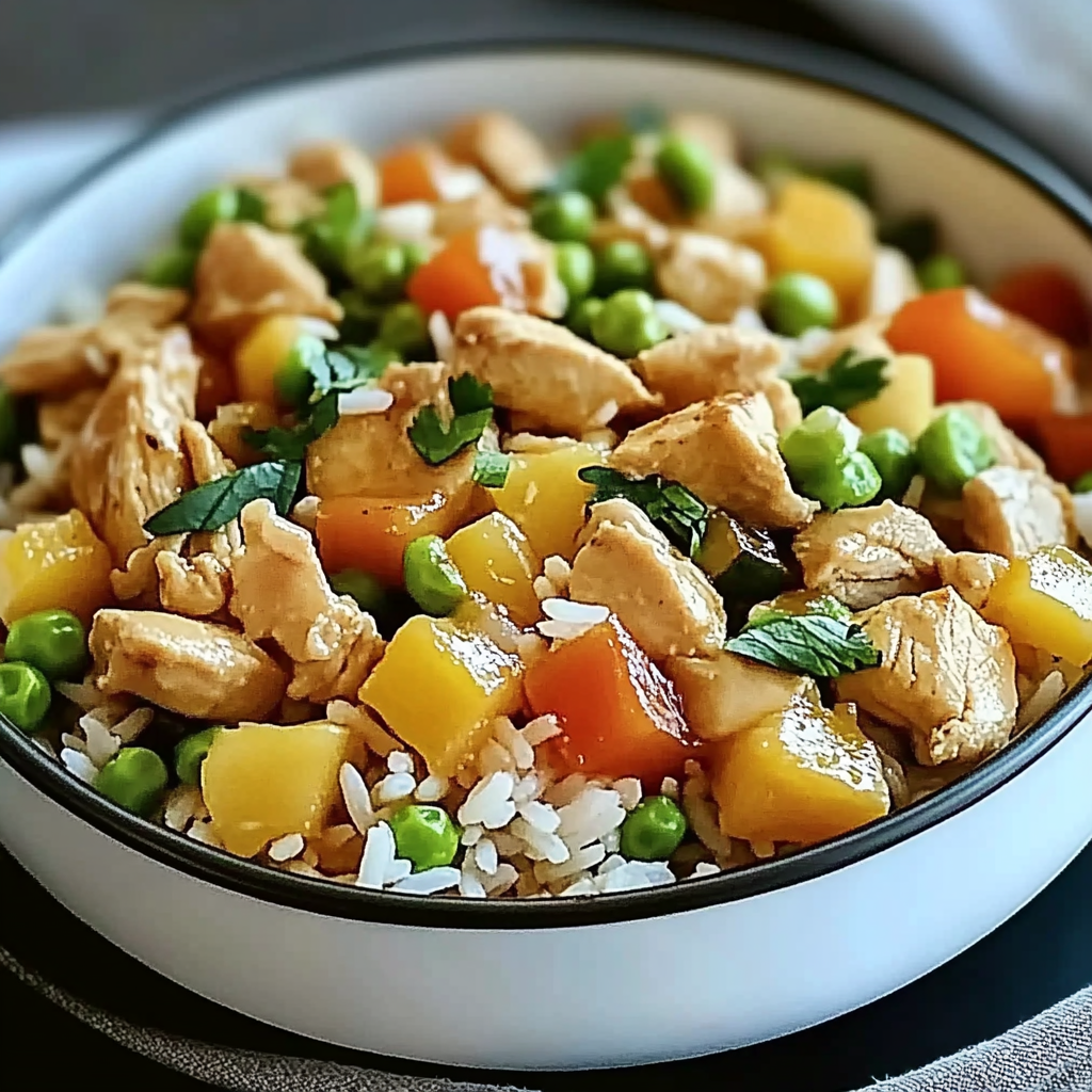Recipe preparation for Pineapple Chicken Rice