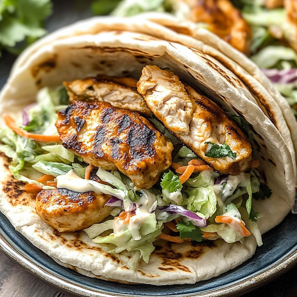 Recipe preparation for Easy Sheet Pan Chicken Pitas with Slaw