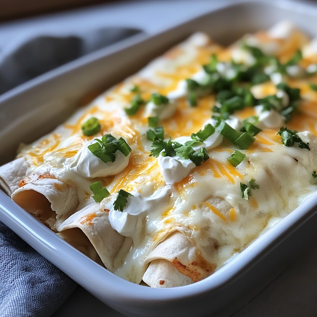 Recipe preparation for White Chicken Enchiladas