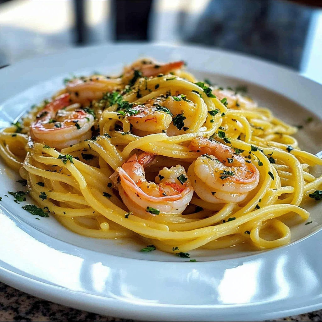 Recipe preparation for Lemon Butter Shrimp Pasta