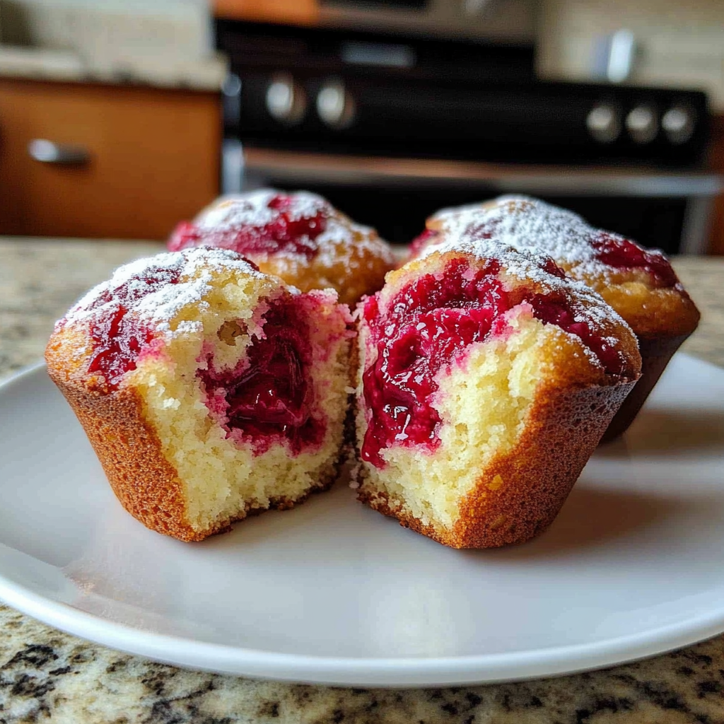 Recipe preparation for Divine Raspberry and Cream Cheese Muffins
