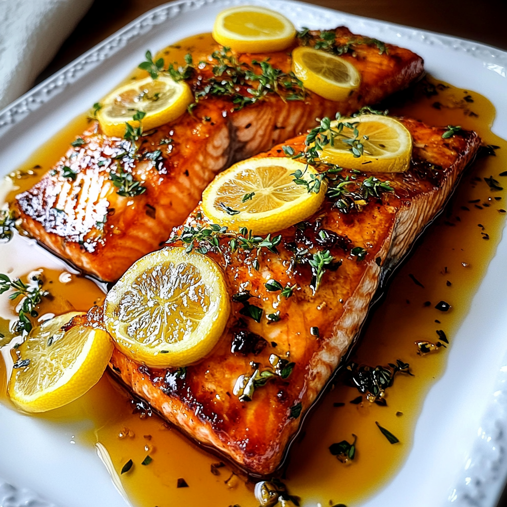 Recipe preparation for Lemon Honey Glazed Salmon