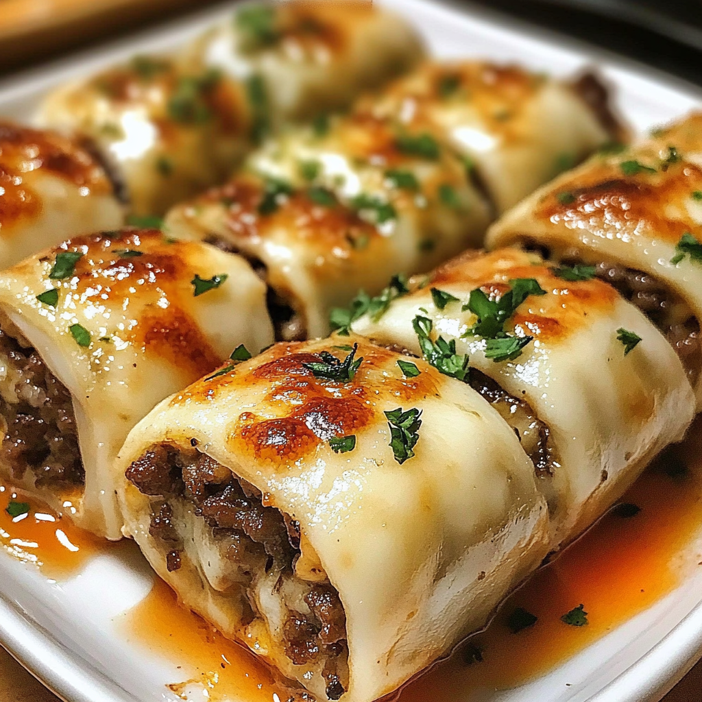 Recipe preparation for Keto Philly Cheesesteak Roll Ups
