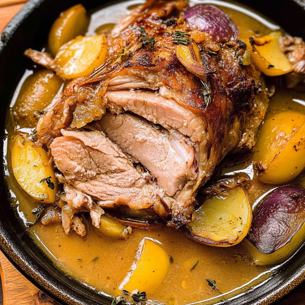 Recipe preparation for Apple Cider Braised Pork Shoulder