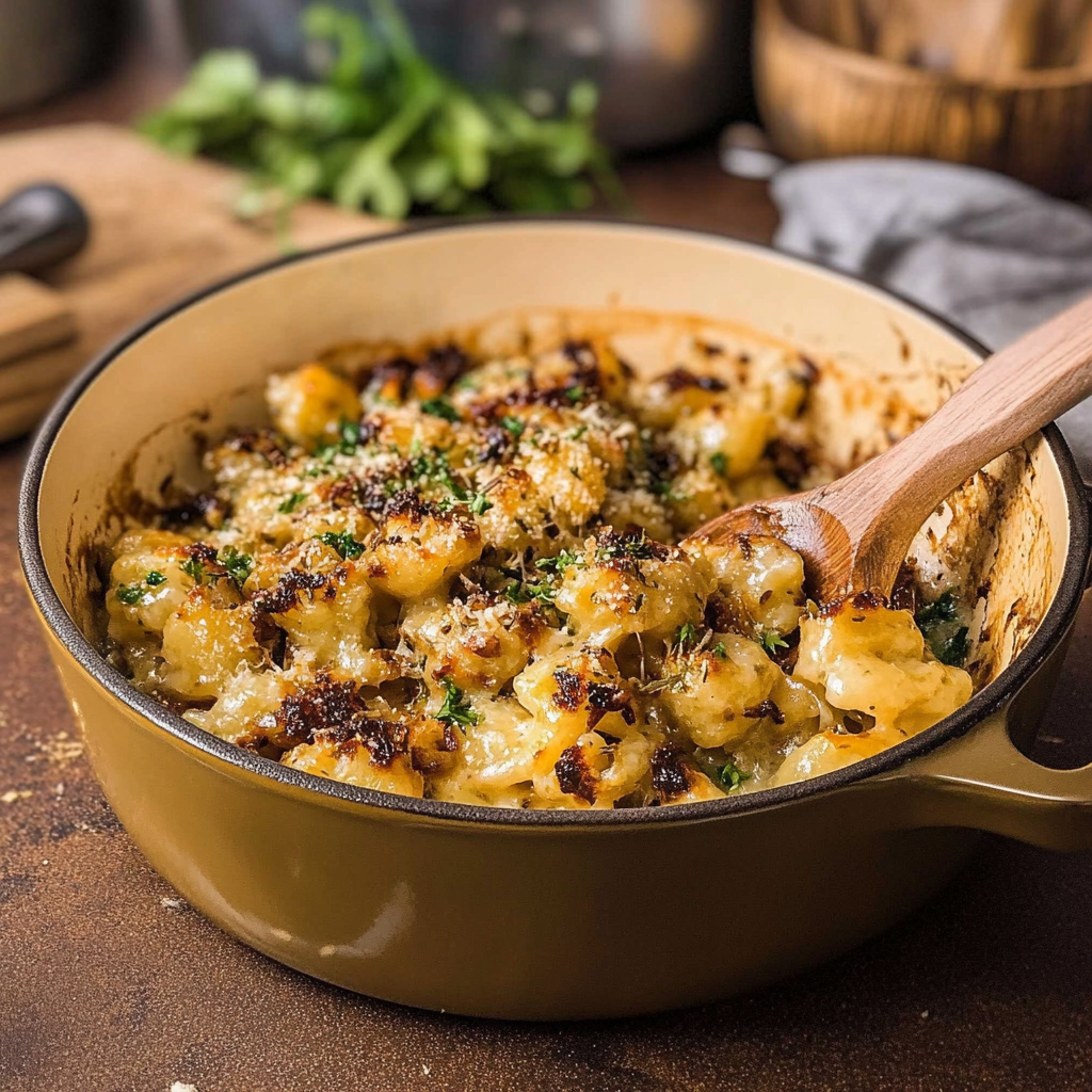 Recipe preparation for Creamy Cauliflower Pasta Carbonara