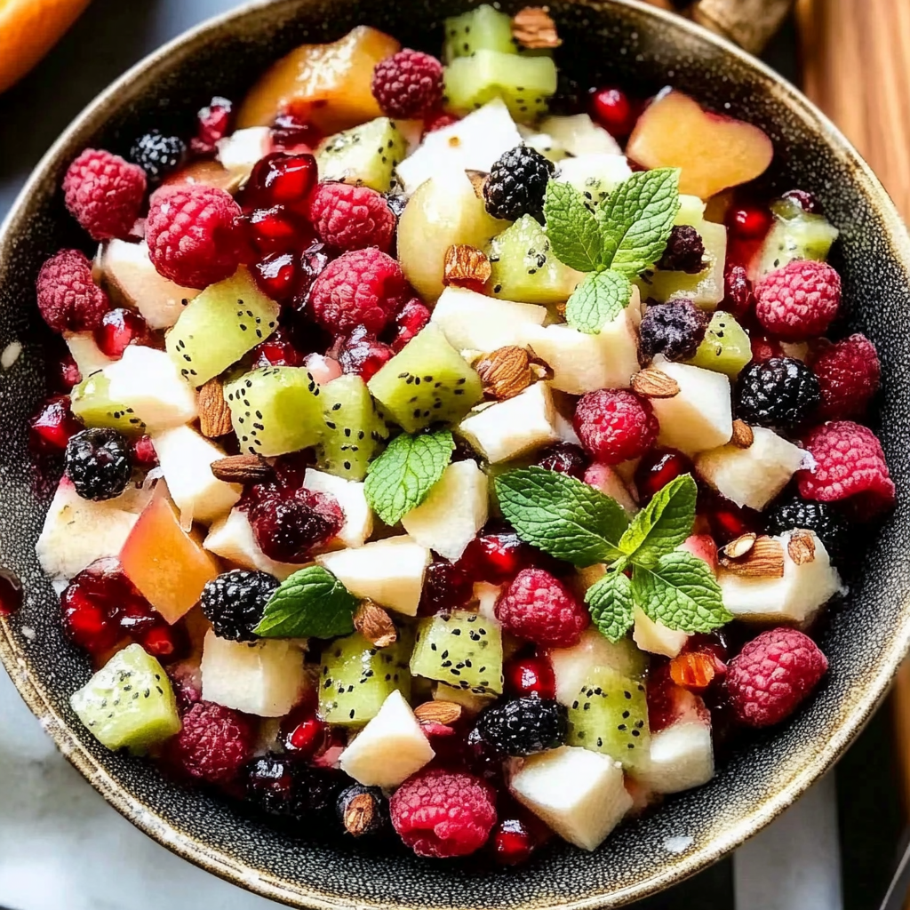Recipe preparation for Festive Fruit Salad with Mint